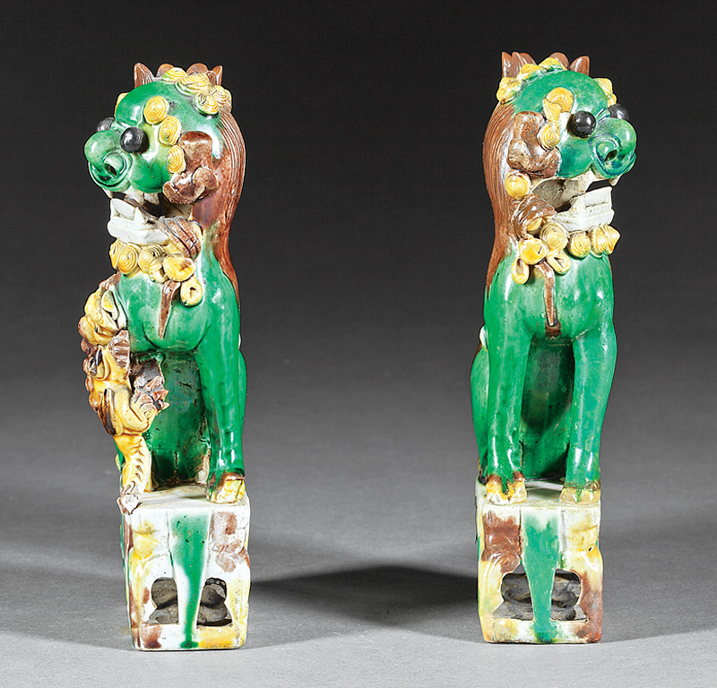 Chinese Biscuit Glazed Porcelain Buddhist Lions - Image 4 of 5