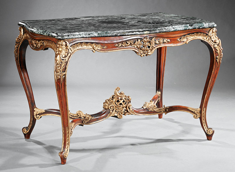 Louis XV-Style Painted, Parcel-Gilt Center Table