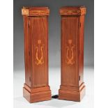 Edwardian Inlaid Mahogany Pedestal Cabinets