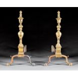 Pair of American Federal-Style Brass Andirons