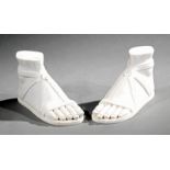 Pair of White Marble Sandaled Feet