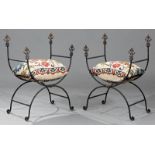 Pair of Wrought Iron Curule Stools