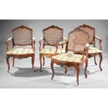 French Provincial Carved Walnut Fauteuils