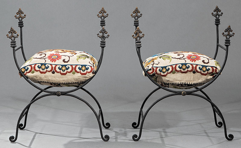 Pair of Wrought Iron Curule Stools - Image 2 of 2