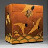 Japanese Polychrome Decorated Lacquer Storage Box