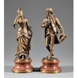 Pair of Bronze Courting Figures