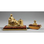 Austrian Bronze and Rouge Marble Desk Set