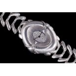 18 kt. White Gold Buccellati "Olympochron" Lady's Wristwatch, oval face with 2 diamond markers,