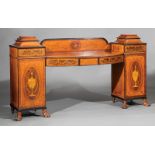 Fine Edwardian Mahogany and Satinwood Inlaid Sideboard in the Adams Taste, late 19th c., bowfront