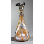 Continental Art Glass and Sterling Silver Overlay Vase, c. 1900, attr. to Loetz, yellow glass with