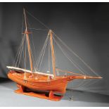 Louisiana Governor Richard Leche's Ship Model, early 20th c., mixed woods, metal and cloth, hand-