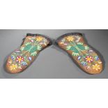 Pair of Ojibwe Beaded Mittens, 20th c., floral design, man-made fleece, length 12 1/4 in