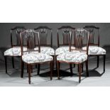 Set of Six Antique American Federal-Style Carved Mahogany Side Chairs, 19th c., probably