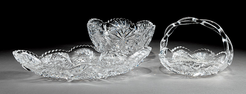 Group of American Brilliant Cut Glass with Hobstar Motif, late 19th/early 20th c., incl. bowl, h.