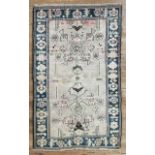 Antique Persian Hamadan Carpet, light grey and blue ground, stylized floral design, 4 ft. 3 in. x