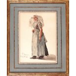 Franz Skarbina (German, 1849-1910), "Dutch Peasant Girl", 1884, watercolor on paper, signed, dated