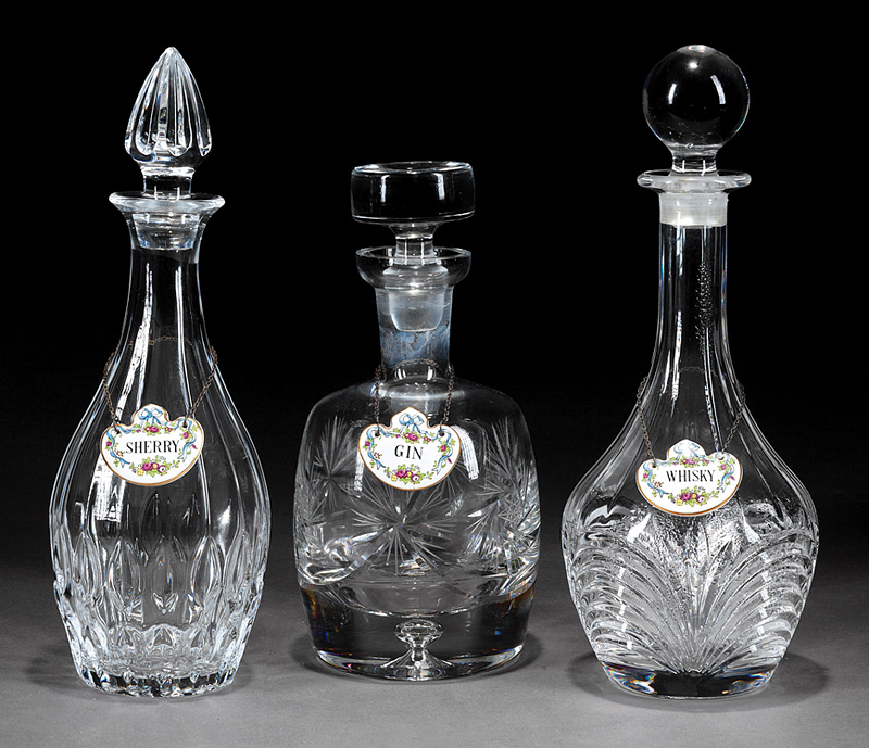Six Cut Crystal Decanters, incl. one marked "Waterford", two marked "Ceska", each with porcelain - Image 2 of 2
