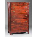 American Federal Cherrywood Tall Chest, c. 1800-1810, three short over five long drawers, flanked