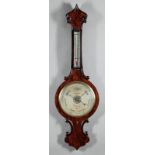 William IV Carved Rosewood Barometer/Thermometer, c. 1840, face marked "J.E. Ames/ Bath", h. 43 in