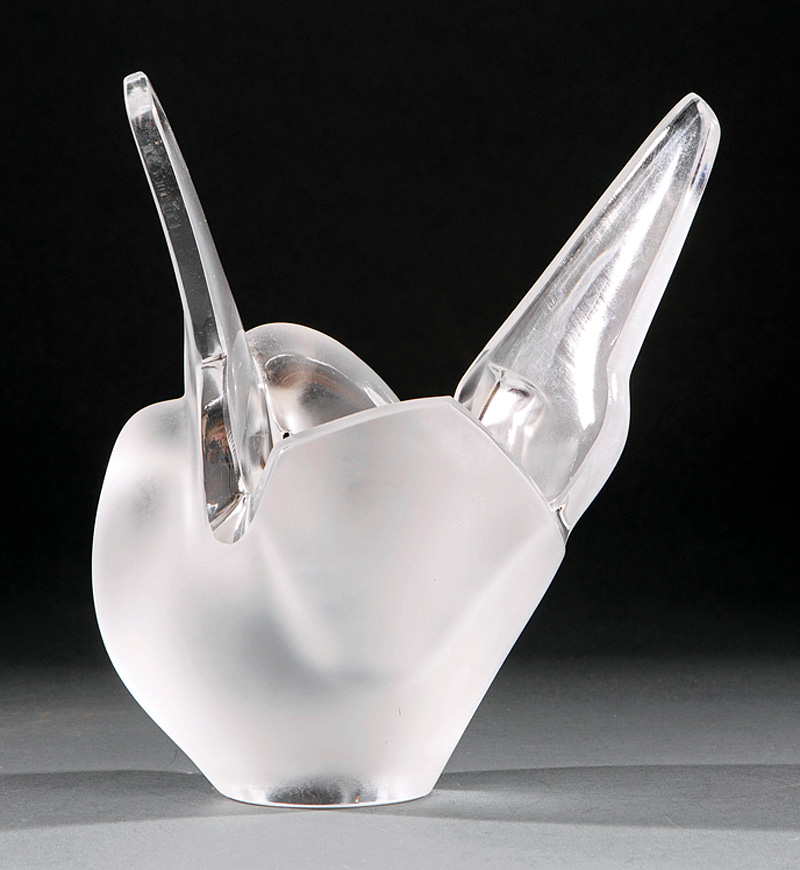 Lalique Crystal "Love Dove" Vase, marked "Lalique, France", h. 8 1/4 in., w. 7 in., d. 4 in - Image 3 of 4