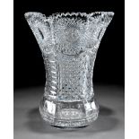 American Brilliant Cut Glass Vase, late 19th c., star and chair bottom motif, h. 10 1/4 in