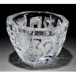 Lalique "America's 32nd Cup" Clear and Frosted Glass Center Bowl, engraved "Lalique France",