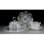Group of American Brilliant Cut Glass, late 19th c., incl. cheese dish and domed cover in chair
