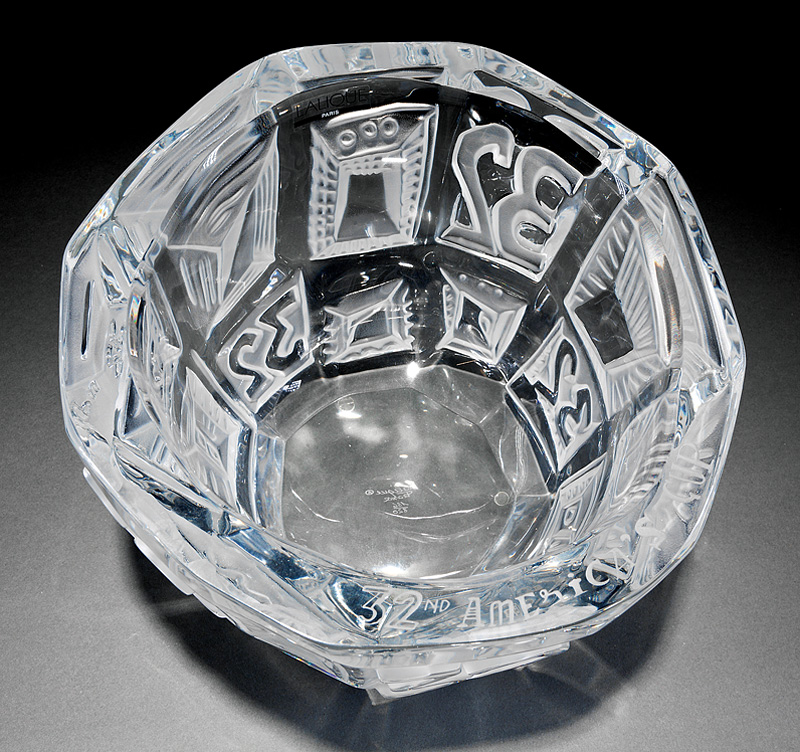 Lalique "America's 32nd Cup" Clear and Frosted Glass Center Bowl, engraved "Lalique France", - Image 2 of 4