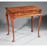 Georgian Figured Walnut Dressing Table, 18th c., labeled "Stair & Company...London", rectangular top