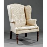 American Late Federal Carved Mahogany Wing Chair, early 19th c., probably Philadelphia or Baltimore,