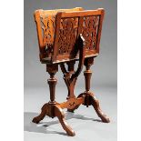 American Renaissance Carved Walnut Portfolio Stand, late 19th c., pierced adjustable rack, on