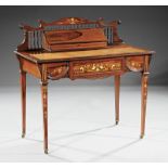 Edwardian Inlaid Rosewood Desk, late 19th/early 20th c., stamped "Rumney and Co, Liverpool",