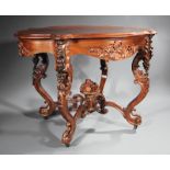 American Rococo Carved and Laminated Rosewood Center Table, c. 1850-1860, attr. to John Henry