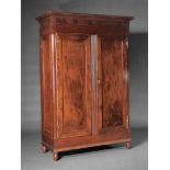 Lower Mississippi Valley Cherrywood Armoire, early 19th c., flared cornice, recessed panel doors,