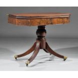 Pair of American Federal Mahogany Games Tables, early 19th c., attr. to John Needles, Baltimore,