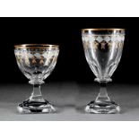 Set of Continental Gilt-Decorated, Etched and Panel-Cut Crystal Stemware, 20th c., incl. 12 water,