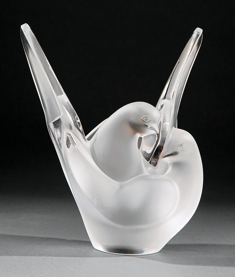 Lalique Crystal "Love Dove" Vase, marked "Lalique, France", h. 8 1/4 in., w. 7 in., d. 4 in - Image 2 of 4