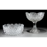 American Brilliant Cut Glass Compote, late 19th c., chair bottom motif, h. 8 1/2 in., dia. 8 in.;