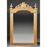 Italian Neoclassical-Style Carved Giltwood Mirror, early 19th c., cartouche crest, floral swags,