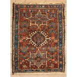 Two Antique Persian Rugs, incl. a Bactiari and a Karaja, with repeating floral and geometric