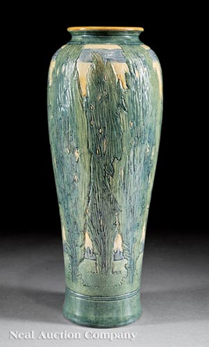 Fine Newcomb College Art Pottery High Glaze Vase, 1907, decorated by Marie de Hoa LeBlanc with - Image 3 of 4