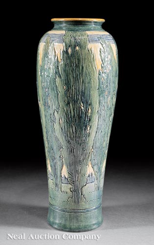 Fine Newcomb College Art Pottery High Glaze Vase, 1907, decorated by Marie de Hoa LeBlanc with - Image 2 of 4