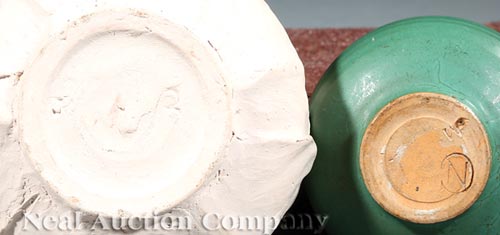 Two Newcomb College Art Pottery Vases, green glaze vase, base marked with Newcomb cypher, Joseph - Image 2 of 2