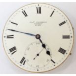 A Charles Frodsham pocket watch movement, with white enamel dial, numbered 07522.