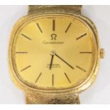 An 18ct gold Omega Constellation automatic wrist watch, the oval dial with baton numerals, the 24
