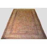 Good Ziegler carpet with exceptional spacious design on a walnut field enclosed by a wide pale