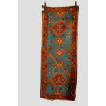 Ushak runner fragment with ‘electric blue’ field, west Anatolia, early 20th century, 7ft. 9in. x