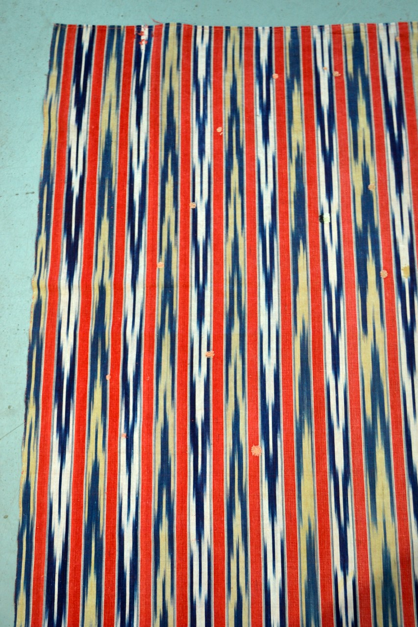 Attractive striped cotton cover, the very narrow stripes woven with an ikat design, probably - Image 7 of 9