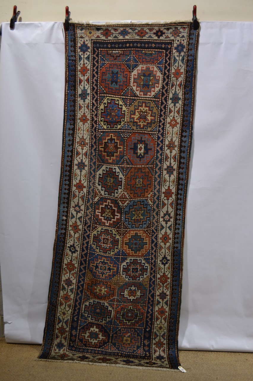 Moghan long rug of compartmented Memling gul design, south east Caucasus, late 19th/early 20th - Image 3 of 8