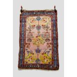 Unusual north west Persian ‘parrot’ rug, circa 1920s-30s, 4ft. 9in. x 3ft. 1in., 1.45m. x 0.94m.
